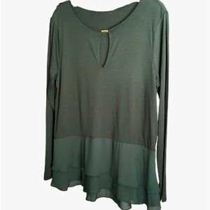 Michael Kors Long Sleeve Green Blouse. NWT Size L